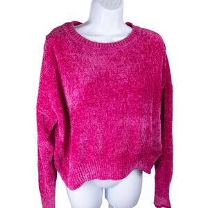 Romeo + Juliet Couture Chenille Dragonfruit Pink Cropped Sweater NWT Medium